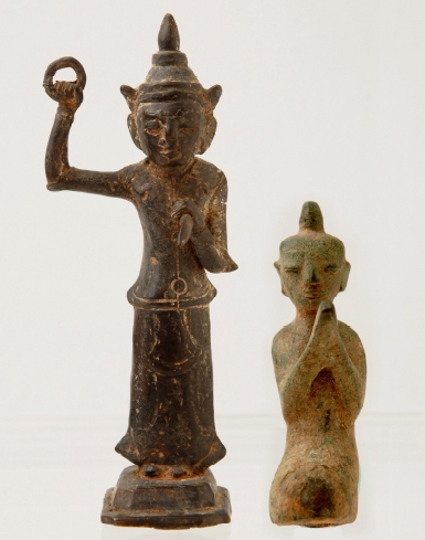 Two Antique Burmese Bronze Devotees