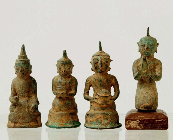 Four Antique Burmese Bronze Figures