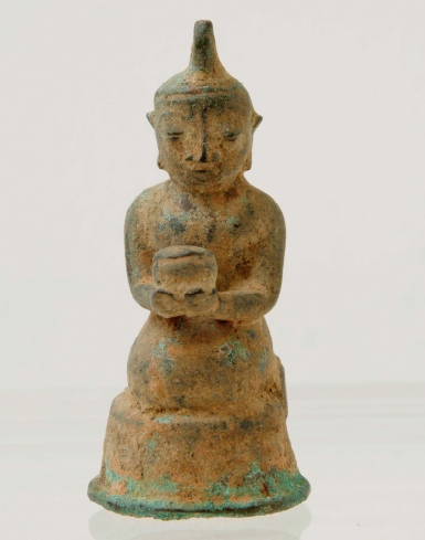 Antique Burmese Kneeling Devotee with Offerings