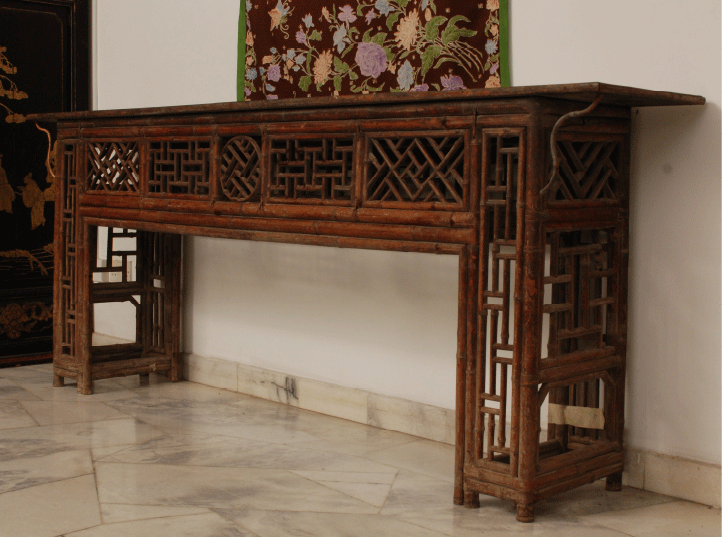 Antique Chinese Long Bamboo Table