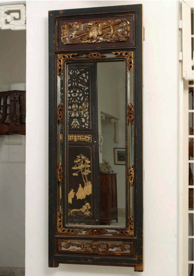 Mirror with Antique Chinese Panel