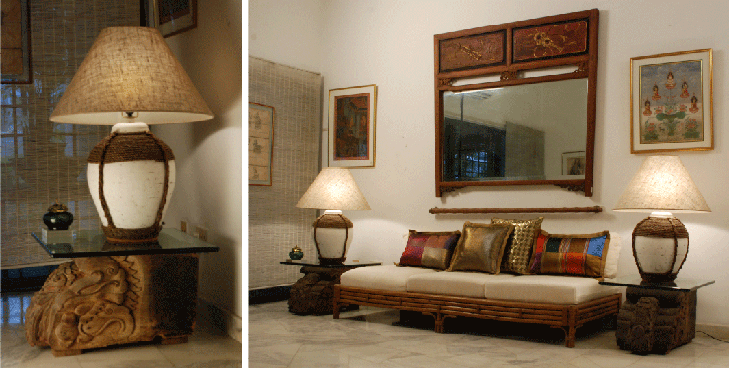 Ancient Carved End Beams Converted into Side Tables