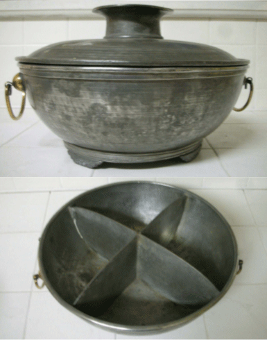 Antique Chinese Pewter Serving Dish