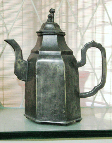 Pewter Teapot with Engraved Foo Dog