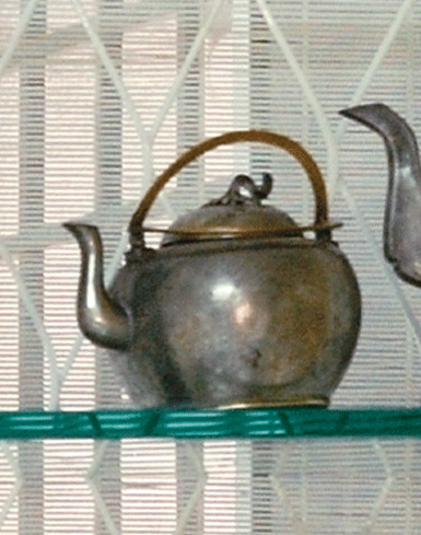 Round Antique Chinese Pewter Teapot