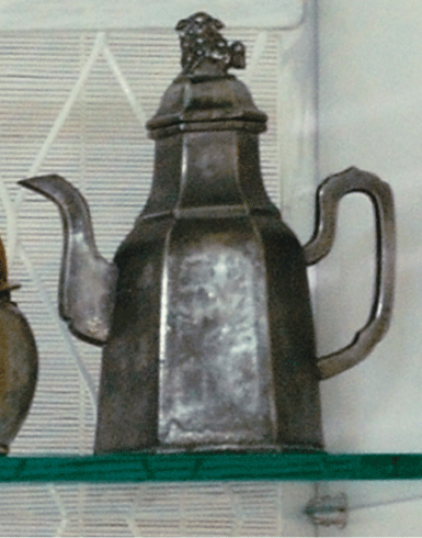 Antique Chinese Pewter Teapot Engraved with Poems