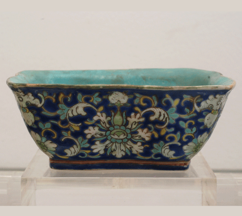 Chinese Polychrome Square Bowl