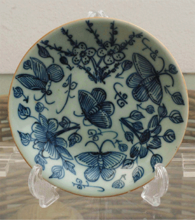 Antique Chinese Blue and  White  Porcelain with Flowers and Butterflies