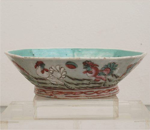 Octagon Chinese Polychrome Bowl