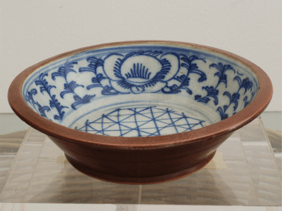 Chinese Blue & White Bowl Brown Interior