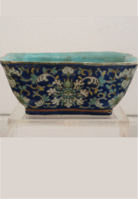 Chinese Polychrome Square Bowl