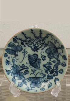 T04 Chinese Blue & White Butterfly Plate