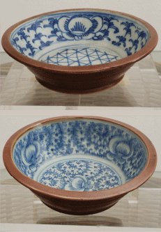 T11 Chinese Blue & White Bowl Brown Interior
