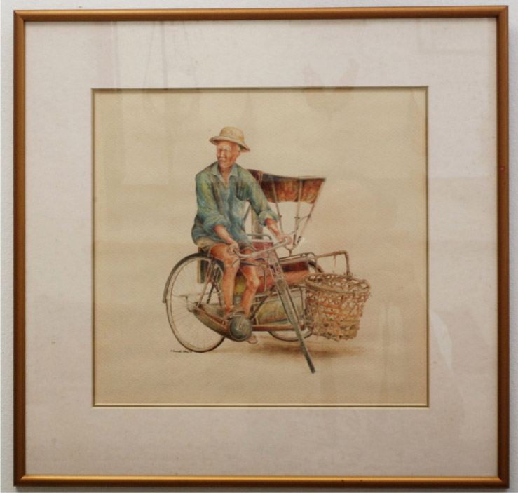 Trishaw Man Watercolour By A Kasim Abas